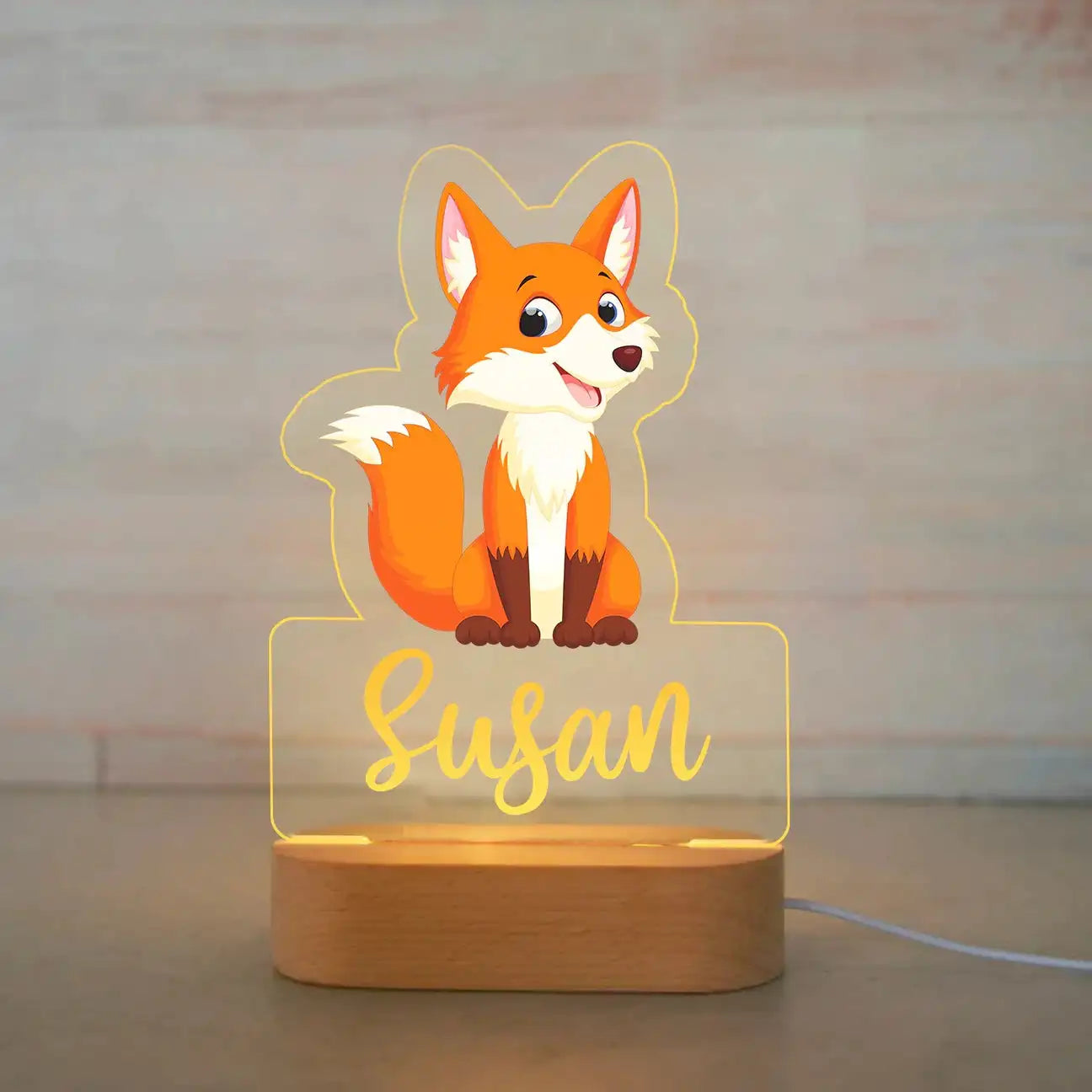 Personalized Children Animal Night Light Custom Name Acrylic Lamp