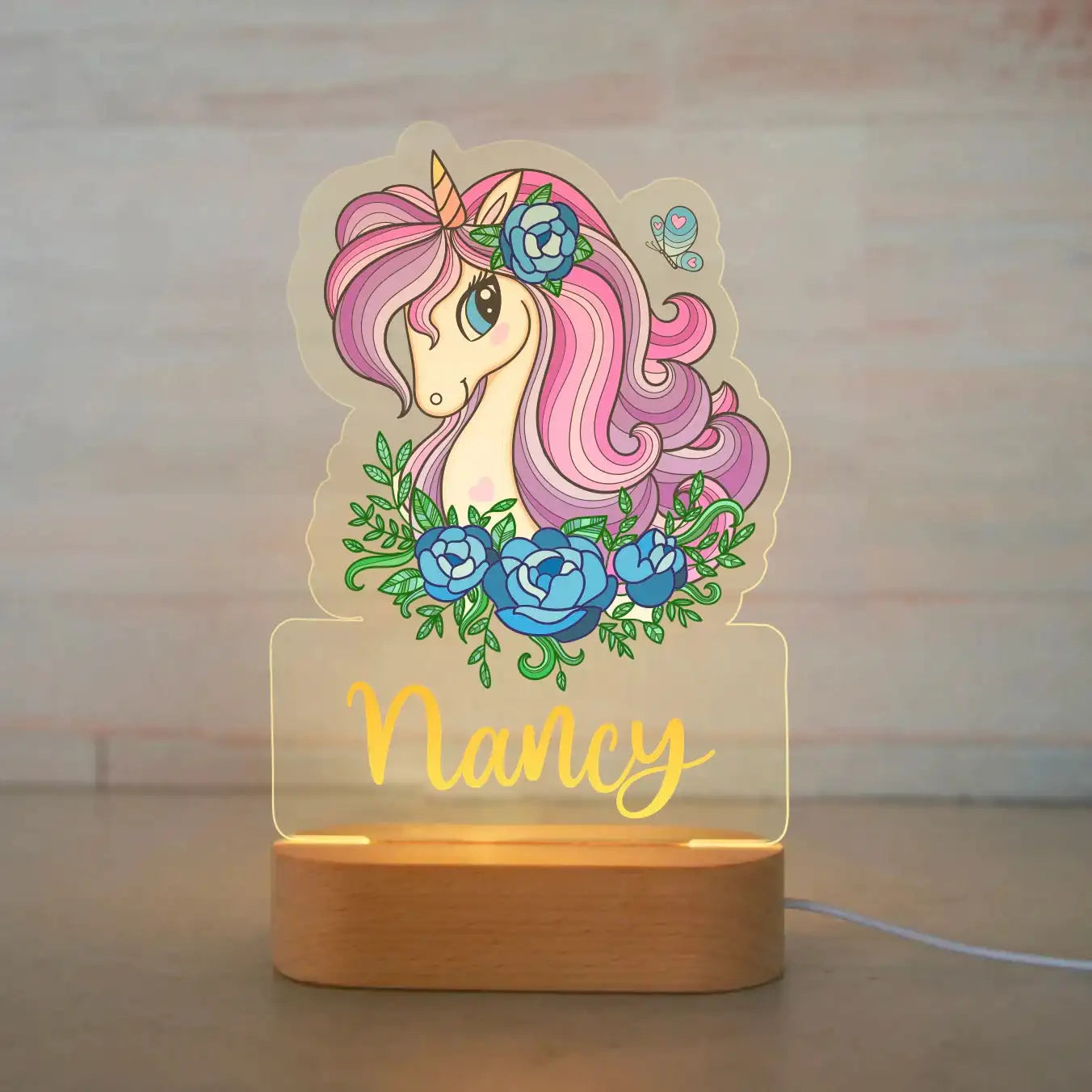 Personalized Children Animal Night Light Custom Name Acrylic Lamp