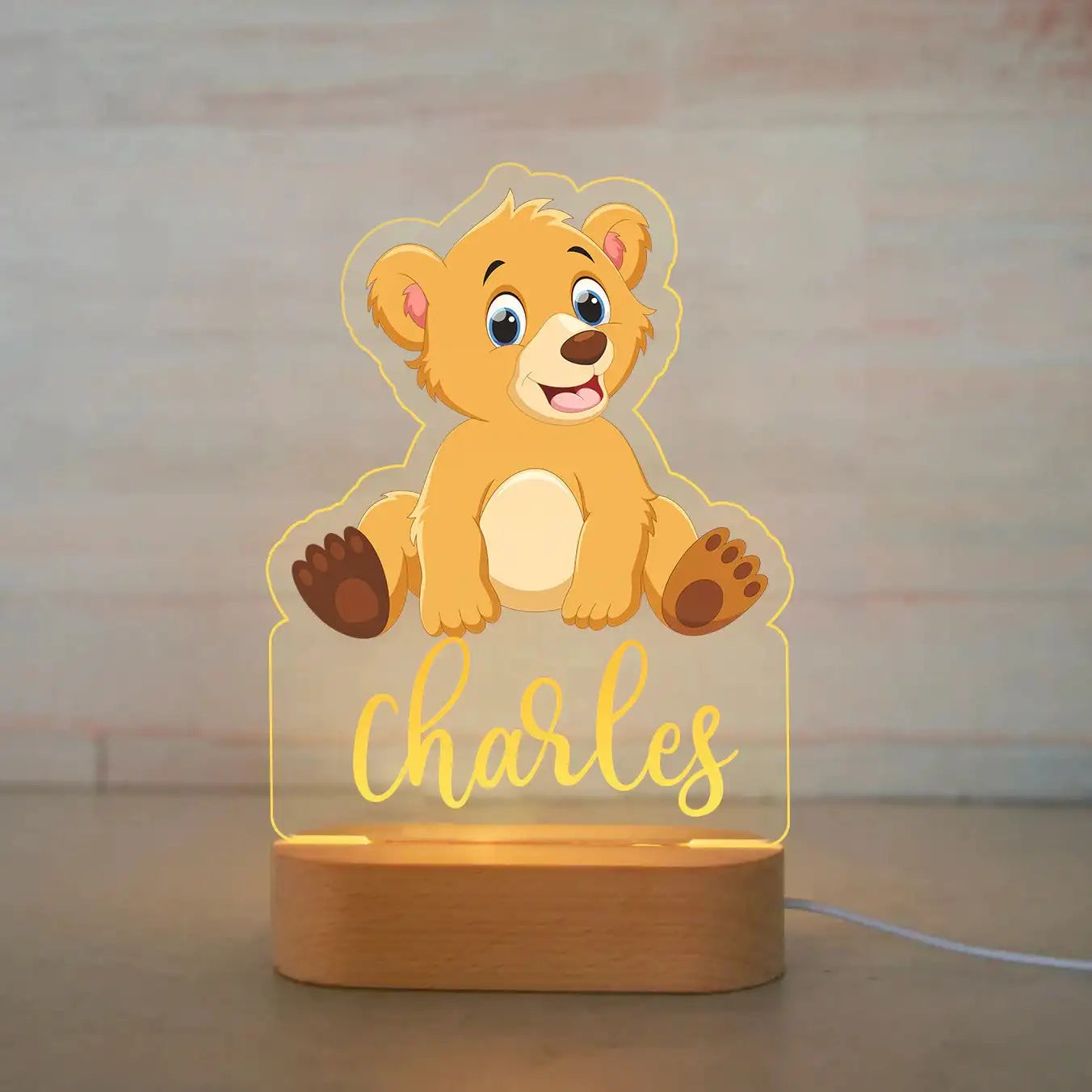 Personalized Children Animal Night Light Custom Name Acrylic Lamp