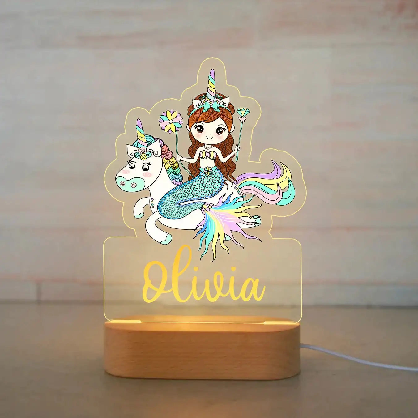 Personalized Children Animal Night Light Custom Name Acrylic Lamp