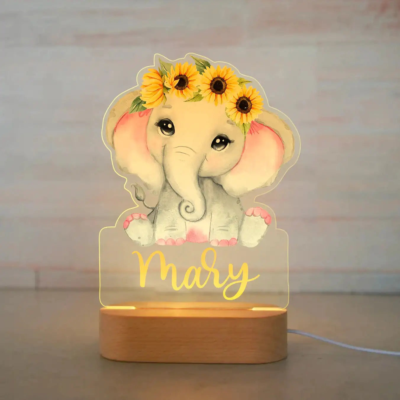 Personalized Children Animal Night Light Custom Name Acrylic Lamp