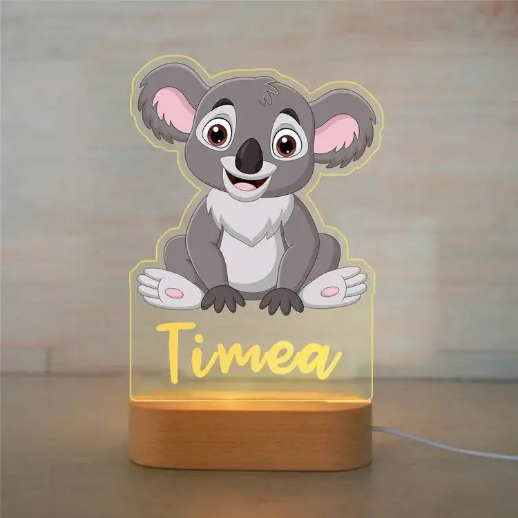Personalized Children Animal Night Light Custom Name Acrylic Lamp