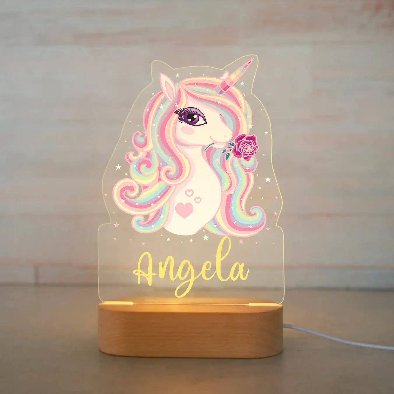 Personalized Children Animal Night Light Custom Name Acrylic Lamp
