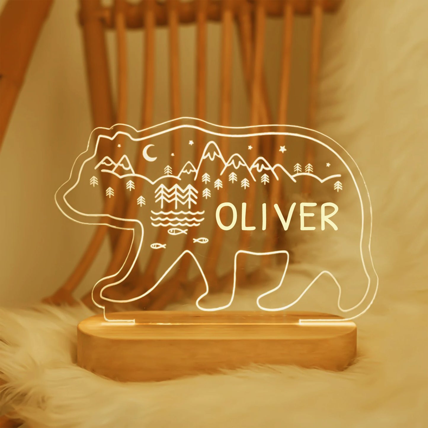 USB Night Light Personalized Name Lamp Nursery Newborn