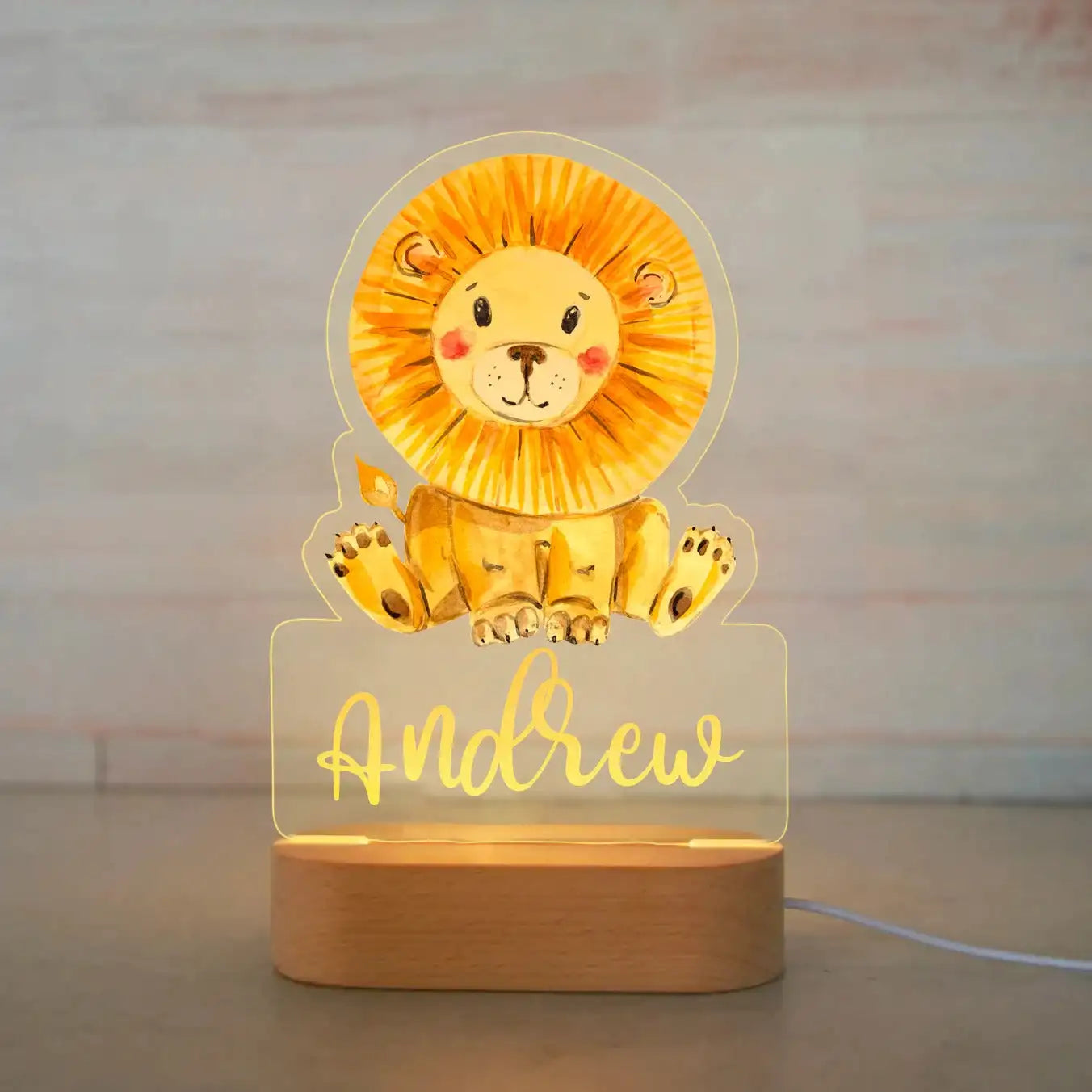 Personalized Children Animal Night Light Custom Name Acrylic Lamp
