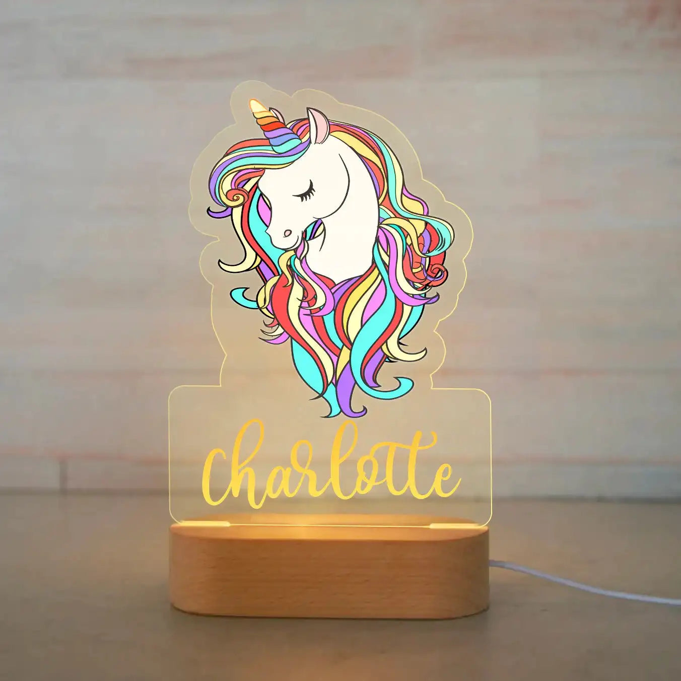 Personalized Children Animal Night Light Custom Name Acrylic Lamp