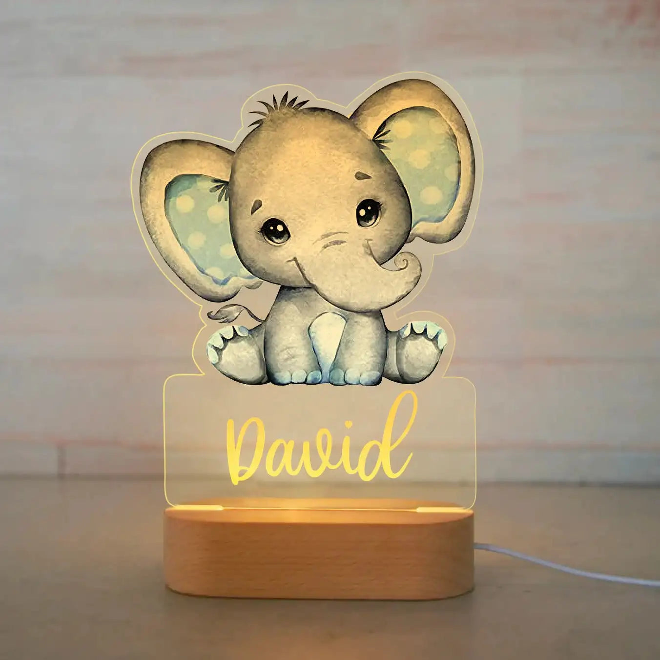 Personalized Children Animal Night Light Custom Name Acrylic Lamp