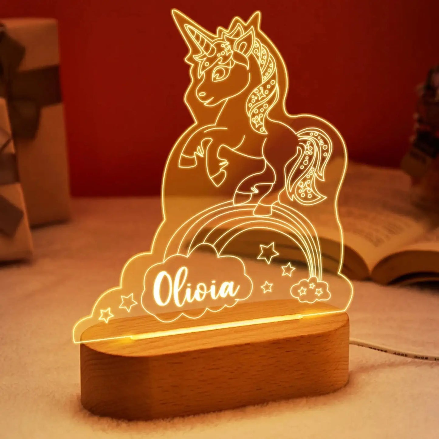 USB Night Light Personalized Name Lamp Nursery Newborn