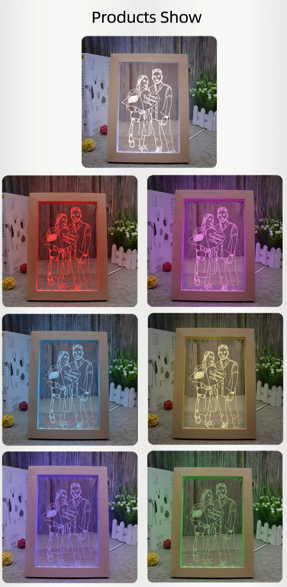 Personalized Custom Photo Night Light USB Wooden Base DIY