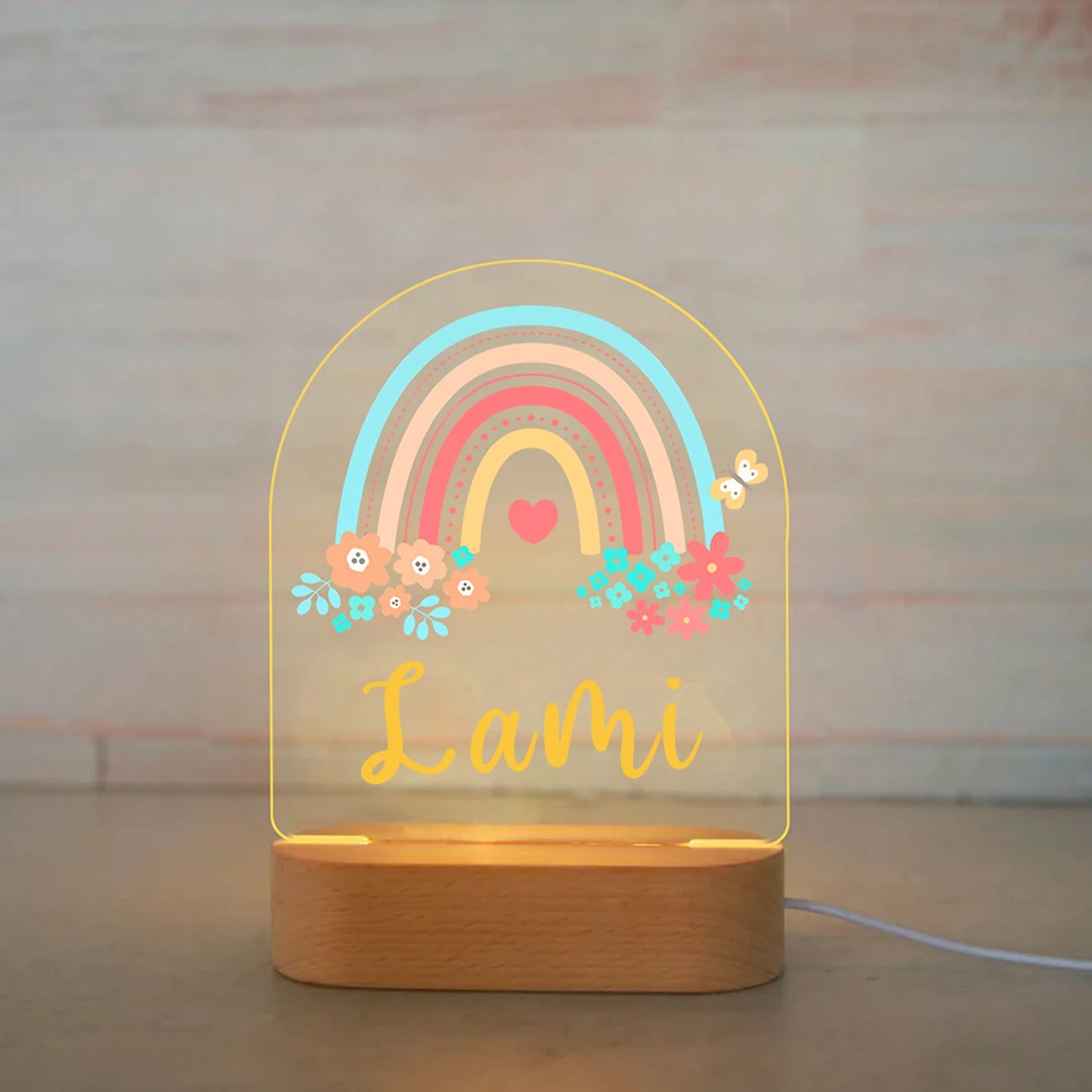 Personalized Children Animal Night Light Custom Name Acrylic Lamp