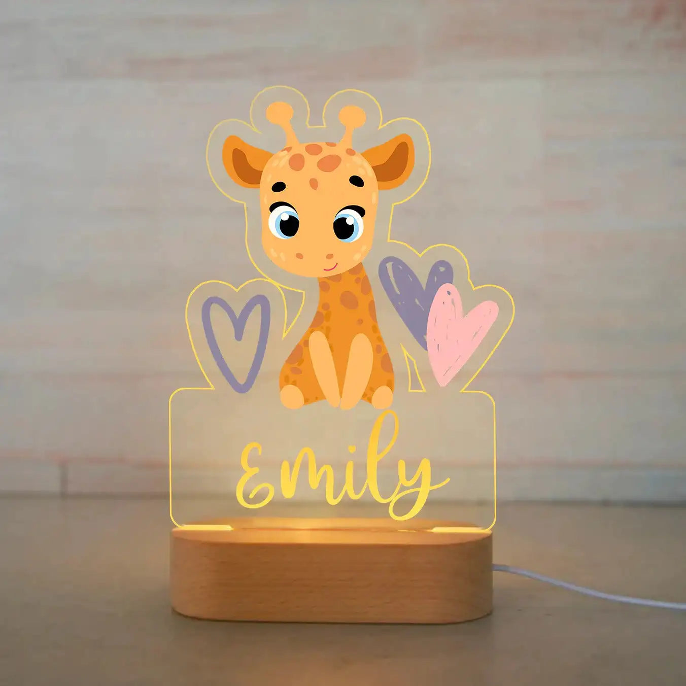 Personalized Children Animal Night Light Custom Name Acrylic Lamp