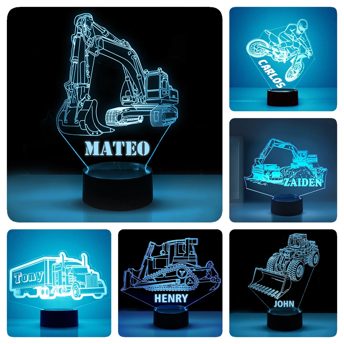 Personalized Car LED USB Night Light Custom Name Acrylic Lamp