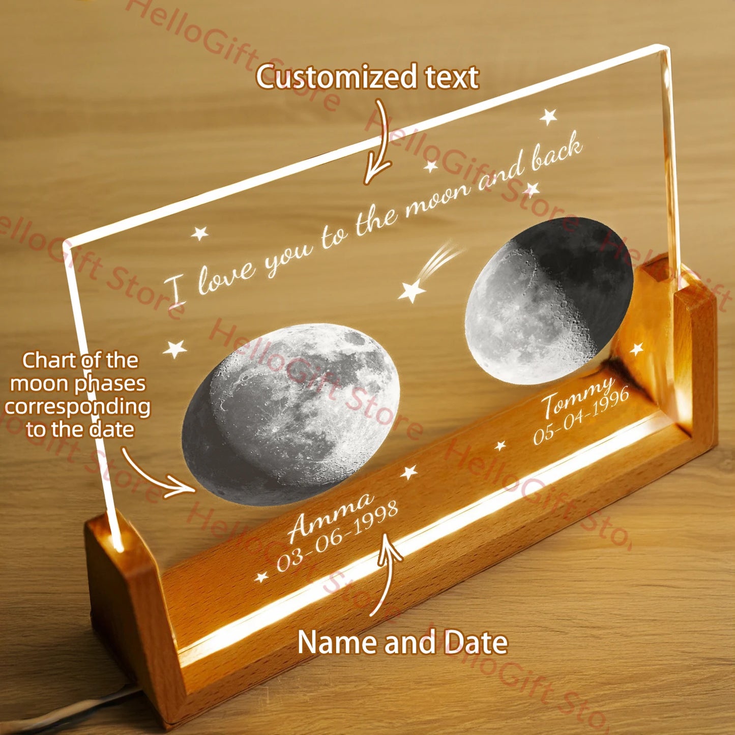 Custom Crystal Moon Lamp Personalized Souvenir Gift