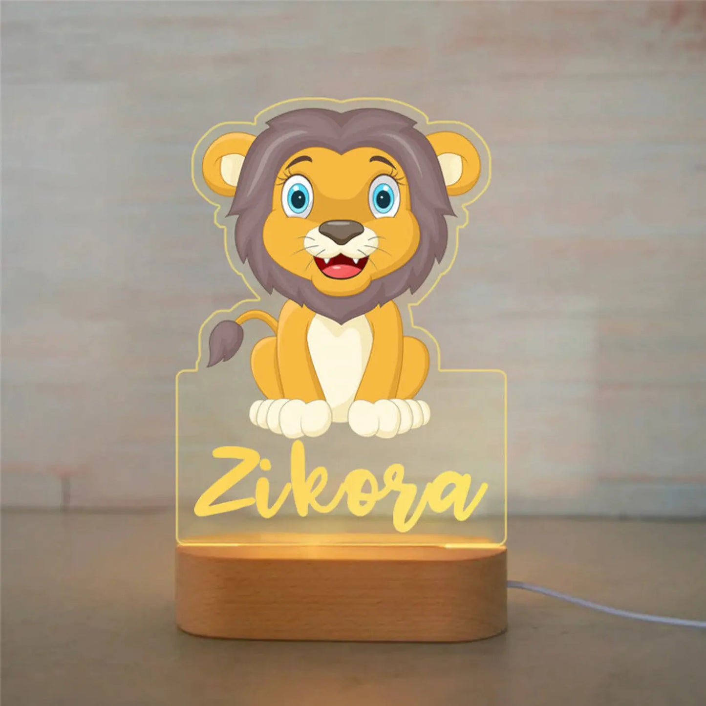 Personalized Children Animal Night Light Custom Name Acrylic Lamp