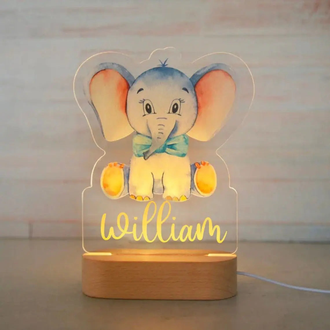 Personalized Children Animal Night Light Custom Name Acrylic Lamp