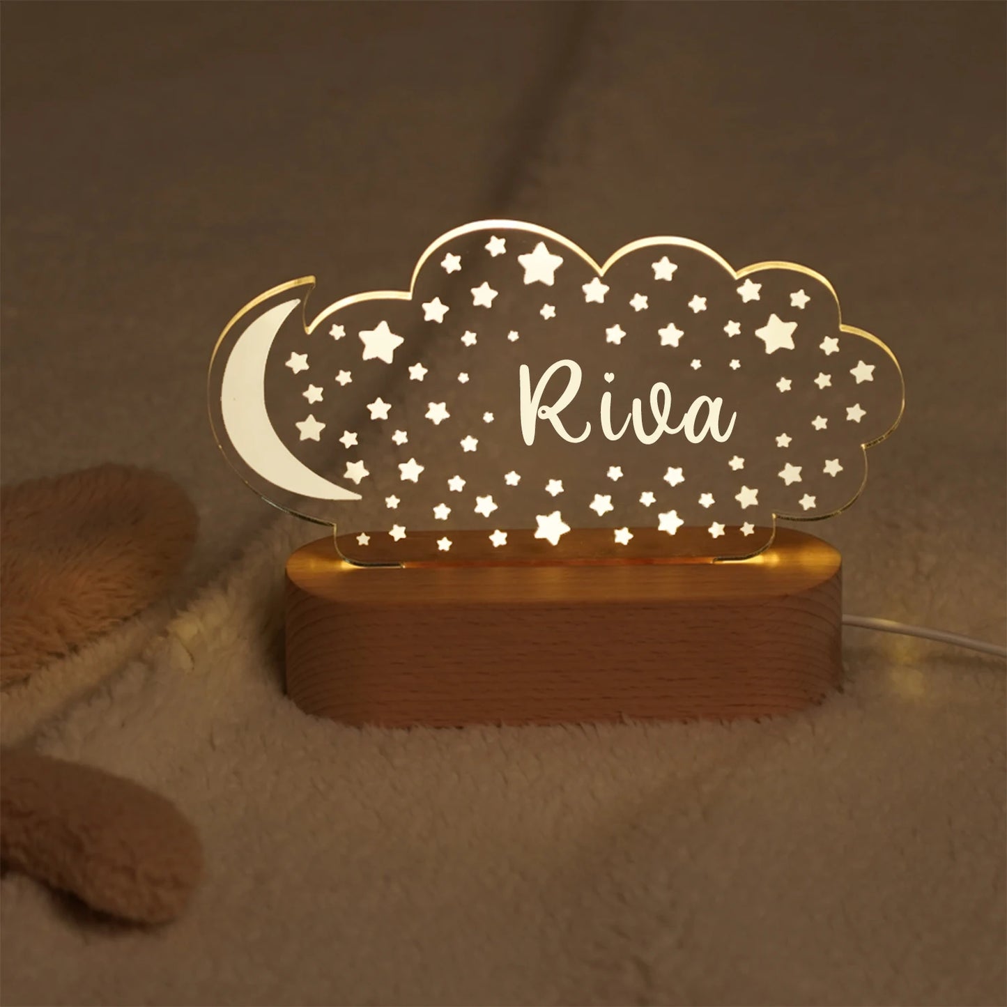USB Night Light Personalized Name Lamp Nursery Newborn