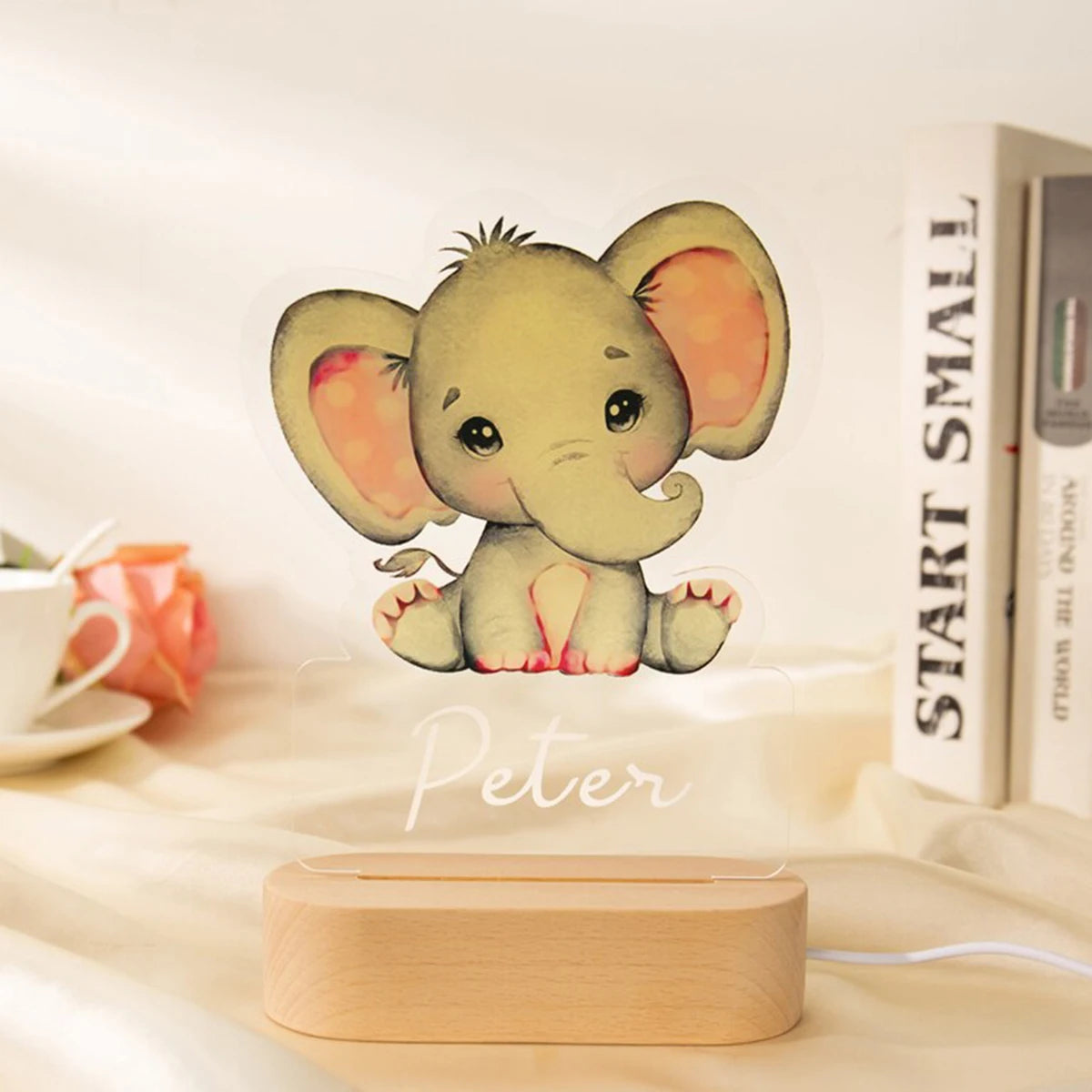 Personalized Children Animal Night Light Custom Name Acrylic Lamp