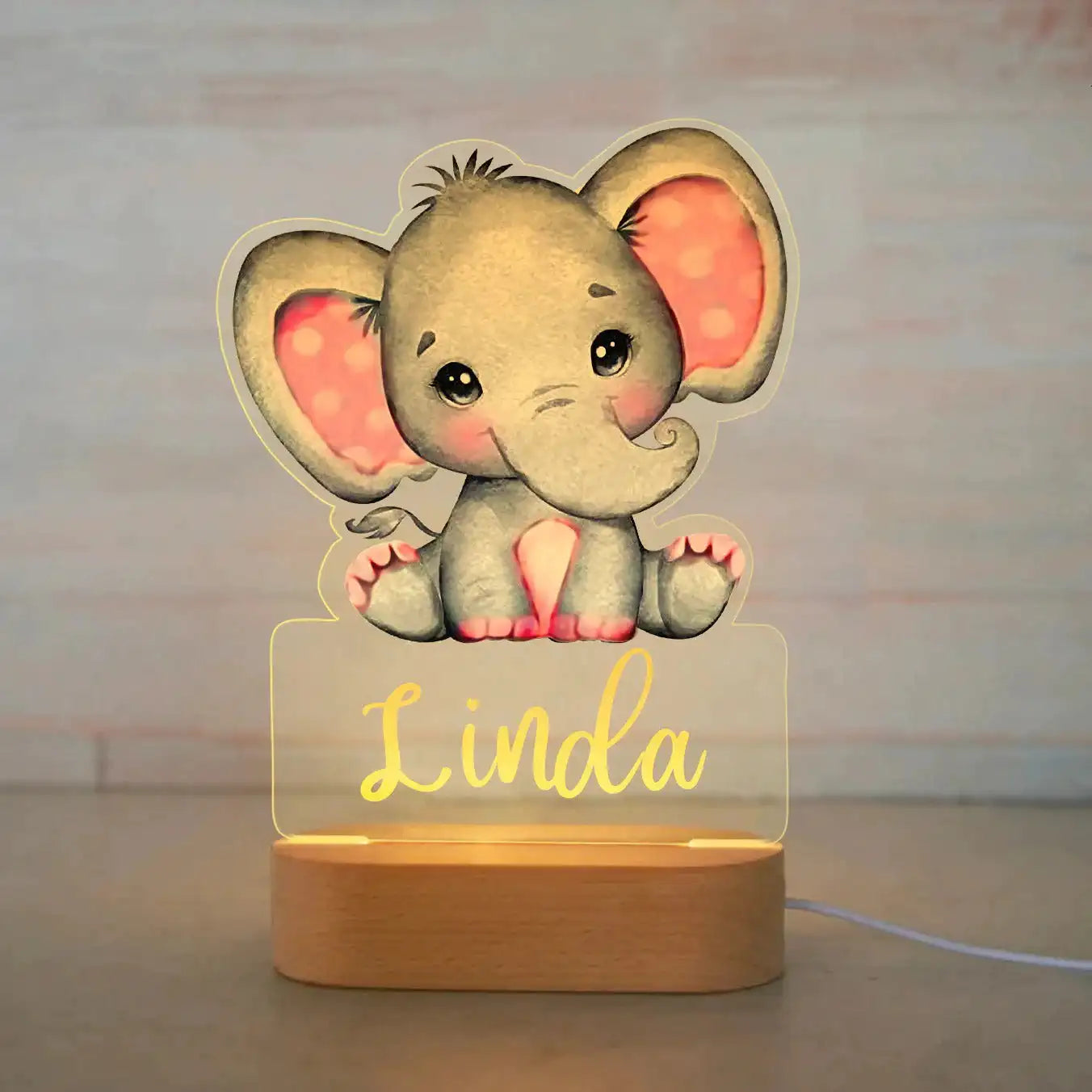 Personalized Children Animal Night Light Custom Name Acrylic Lamp