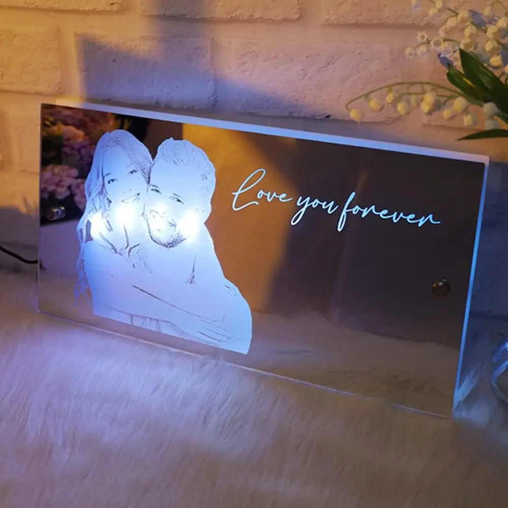 Personalized Name LED Light Up Mirror for Wall Custom Photo