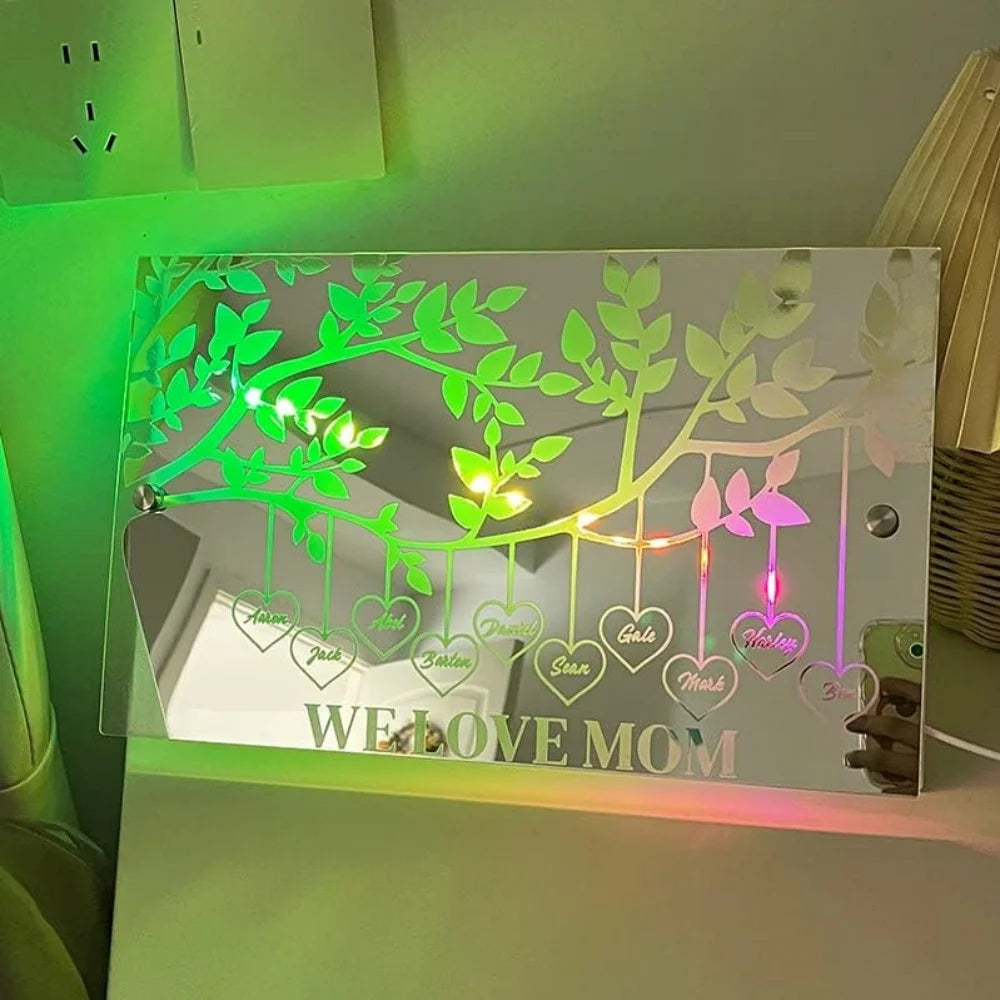 Personalized Name LED Light Up Mirror for Wall Custom Photo