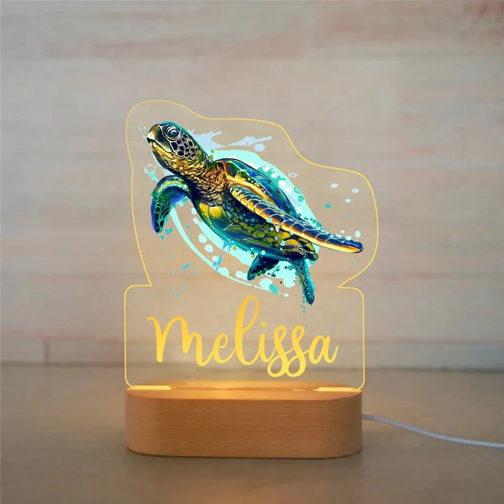 Personalized Children Animal Night Light Custom Name Acrylic Lamp