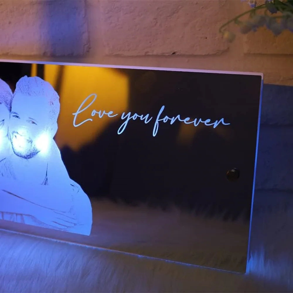 Personalized Name LED Light Up Mirror for Wall Custom Photo