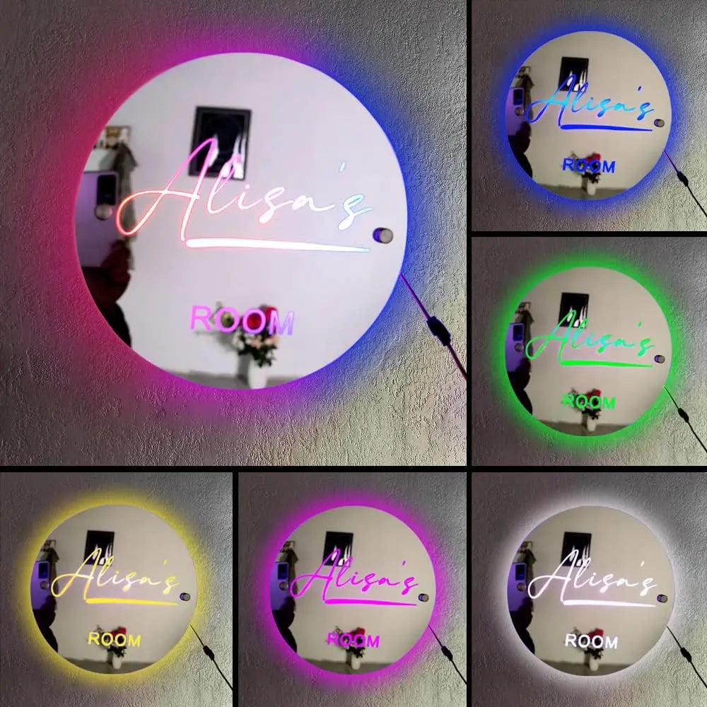 Personalized Name LED Light Up Mirror for Wall Custom Photo