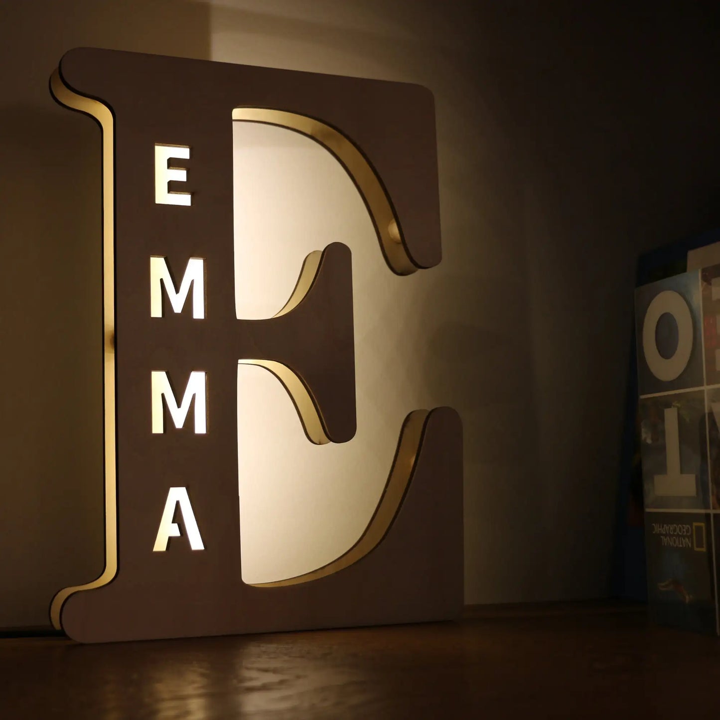 Personalized Wall Decor 26 Letter with Engraved Name LED Night Light