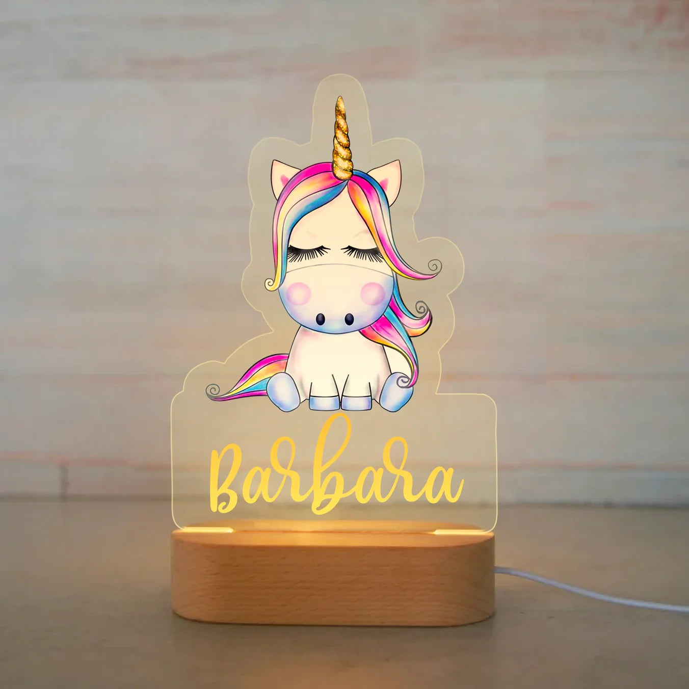 Personalized Children Animal Night Light Custom Name Acrylic Lamp